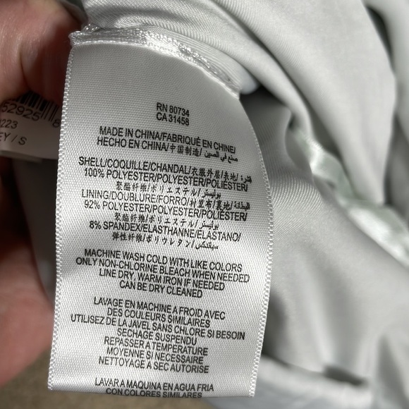 BCBG Max Azria Iselin Light Grey Draped Satin Style Wrap Front Dress - Picture 5 of 8